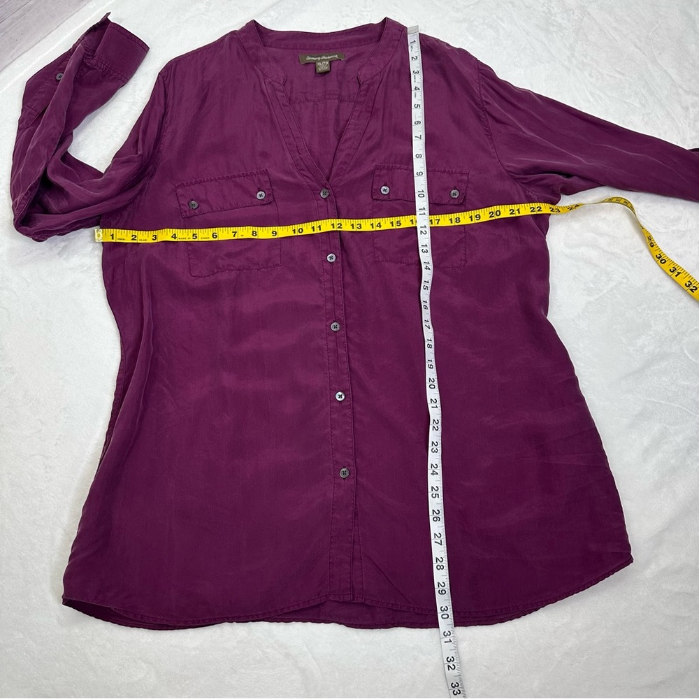 Tommy Bahama Purple Button-Down Silk Shirt for Women Size XL - Picture 6 of 7